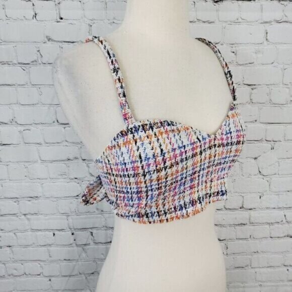 Lovers & Friends plaid tweed Dagny Cropped Top M NWT - Picture 3 of 7